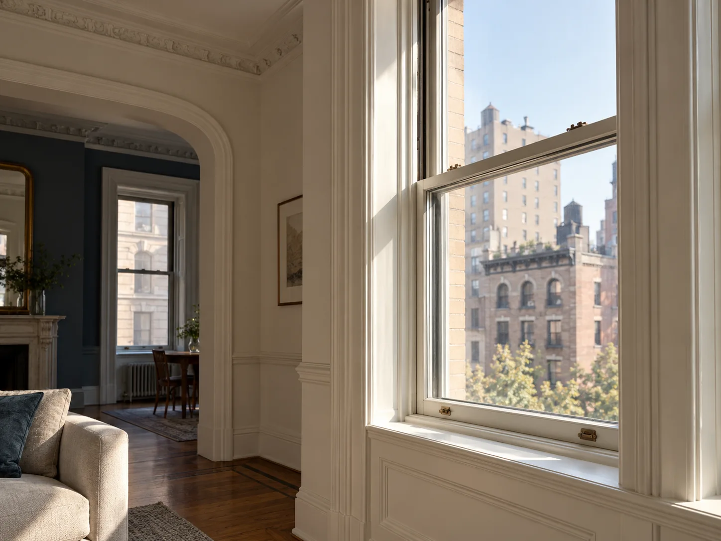 Painted window trim in a New York apartment